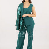 Completo in paiette tailleur  3 pezzi JC35273 VERDE MARICLA ELEGANCE 