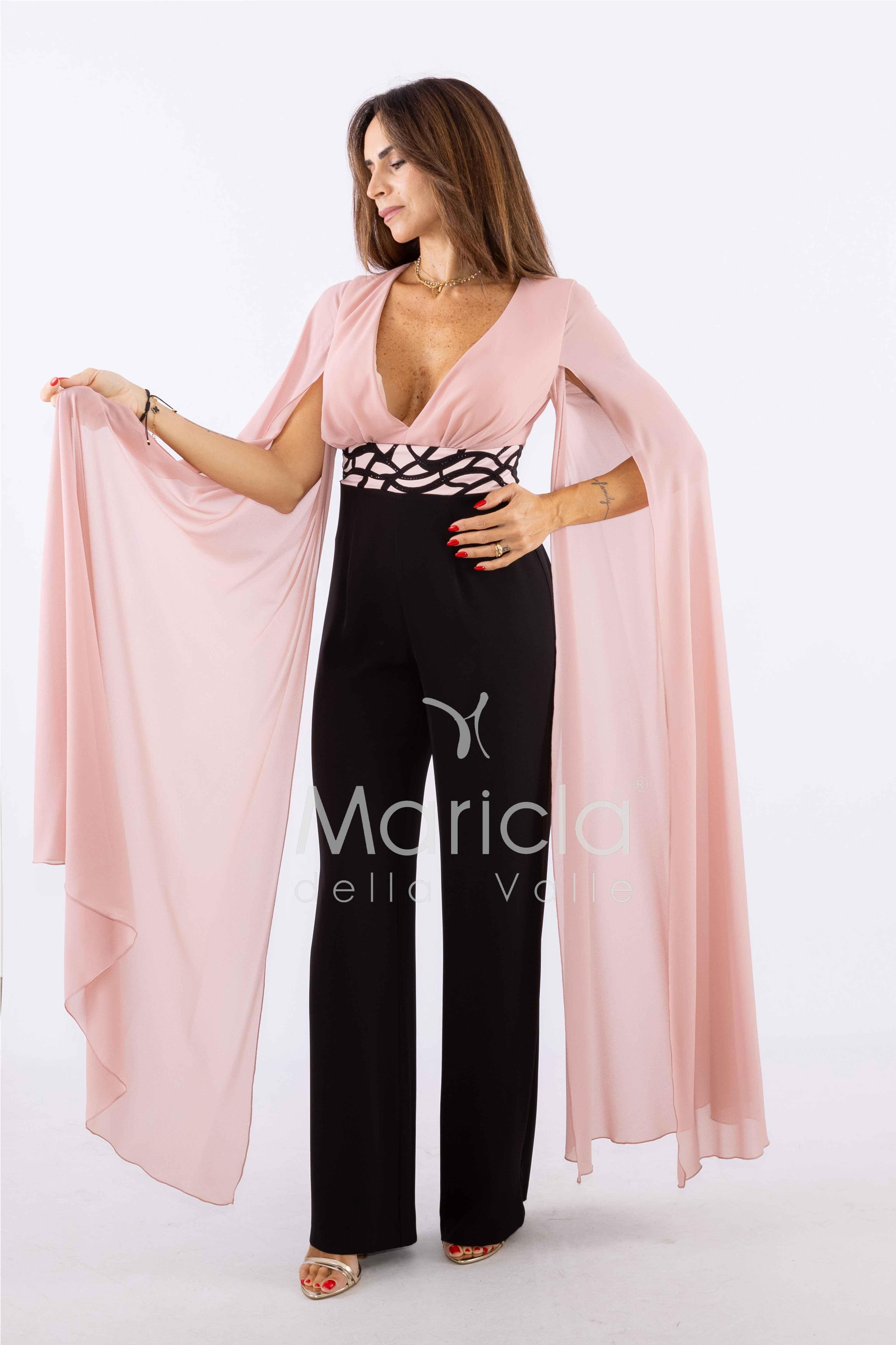 tuta con pannelli SH601 NERO/ROSA SHARON 