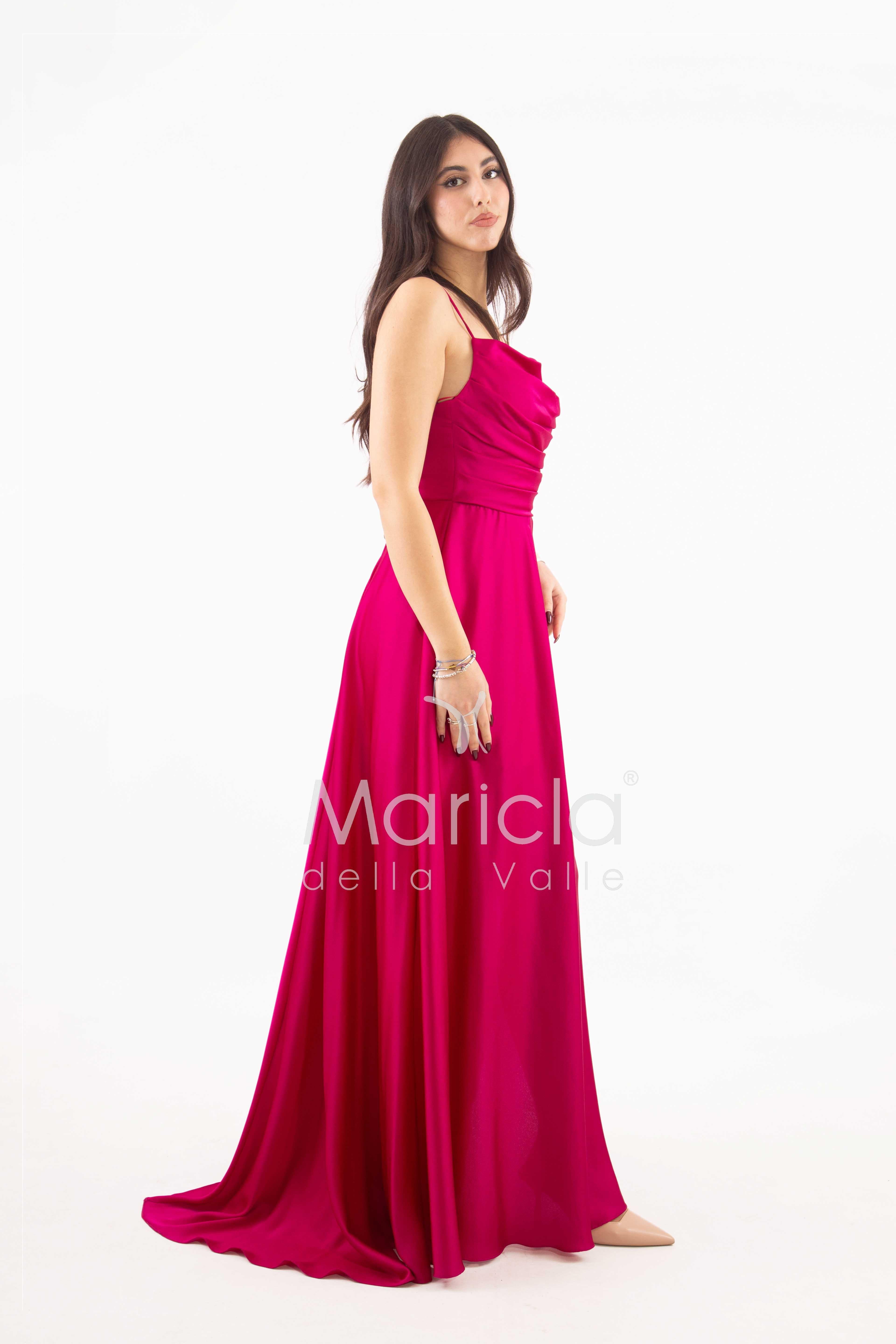 abito con spacco ANT7234 FUXIA ANTILLE ELEGANCE 