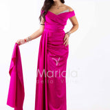 abito con strass scollo FI7443 FUCSIA MARICLA ELEGANCE 