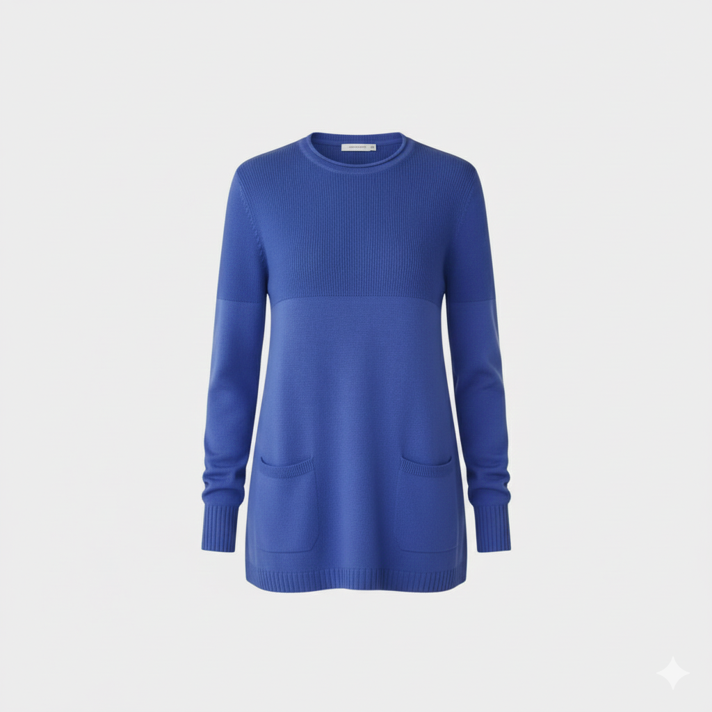 Maglia 100% lana nido d'ape CF4385 INDACO CARLA FERRONI 