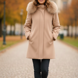 Giaccone con cappuccio in pelliccia LIN3440 BEIGE MARICLA 