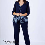 tailleur con ricamo PF3120/22 BLU PAOLA FORTI 