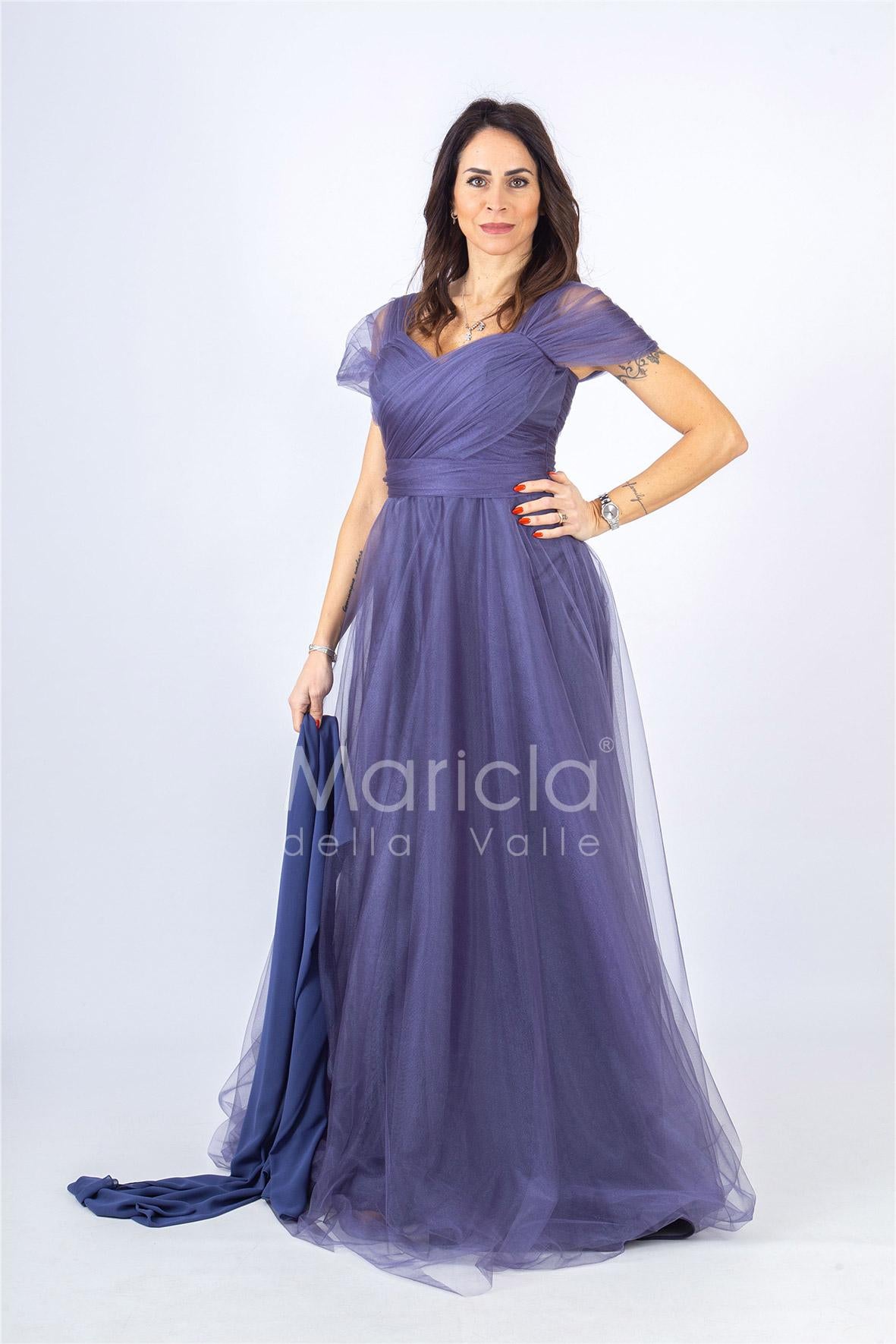 abito incrocio organza JC34898 INDACO MARICLA ELEGANCE 