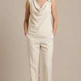 Top Fluido con Scollo a Drappeggio e Dettaglio Bijou LIB25155 PANNA MARICLA 