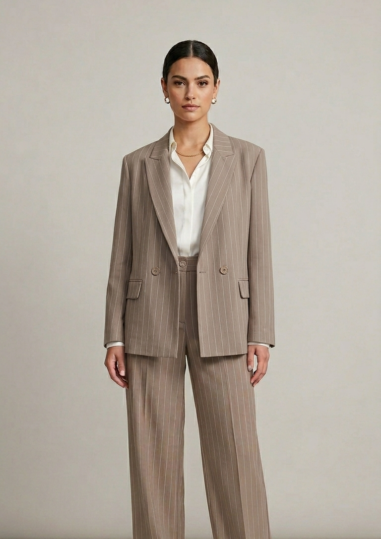 giacca gessata over doppio petto EC04103 BEIGE MARICLA 