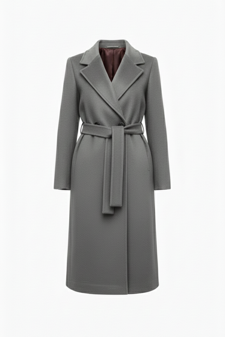 Cappotto Lungo Avvolgente con Cintura EC04608 GRIGIO MARICLA 