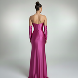 Abito lungo con spacco e maniche staccabilie HC9670 FUCSIA MARICLA ELEGANCE 