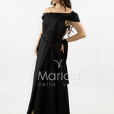 abito lungo scollo omerale strass SH827AL NERO SHARON 