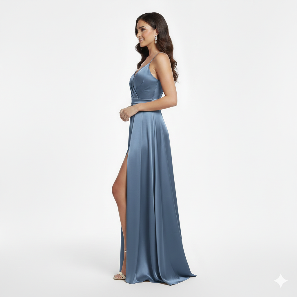 Abito lungo con spacco JC35456 INDACO MARICLA ELEGANCE 