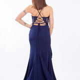 abito sirena corpetto ricamato ANT20412XJ BLU ANTILLE ELEGANCE 