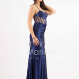 abito lungo corpetto steccato HC5108 BLU MARICLA ELEGANCE 