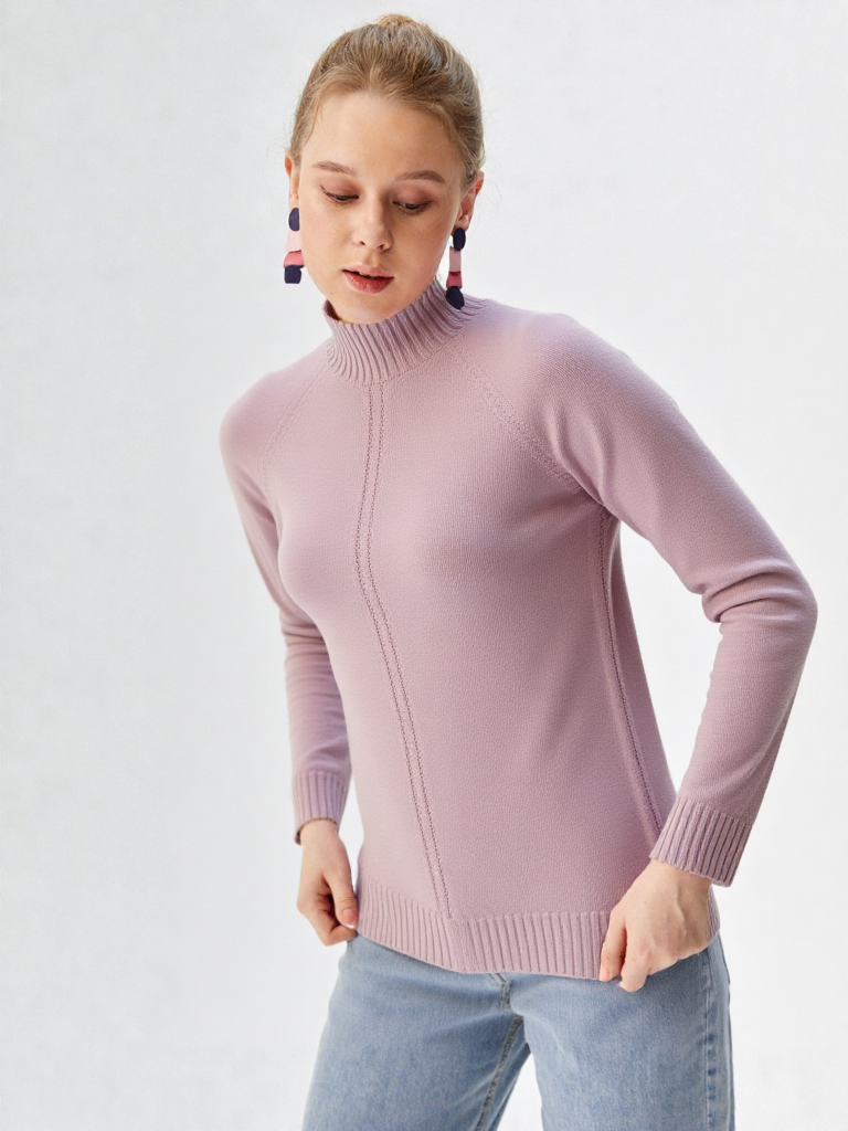 Maglia 100% lana lupetto lavorato CF4399 ROSA CARLA FERRONI 