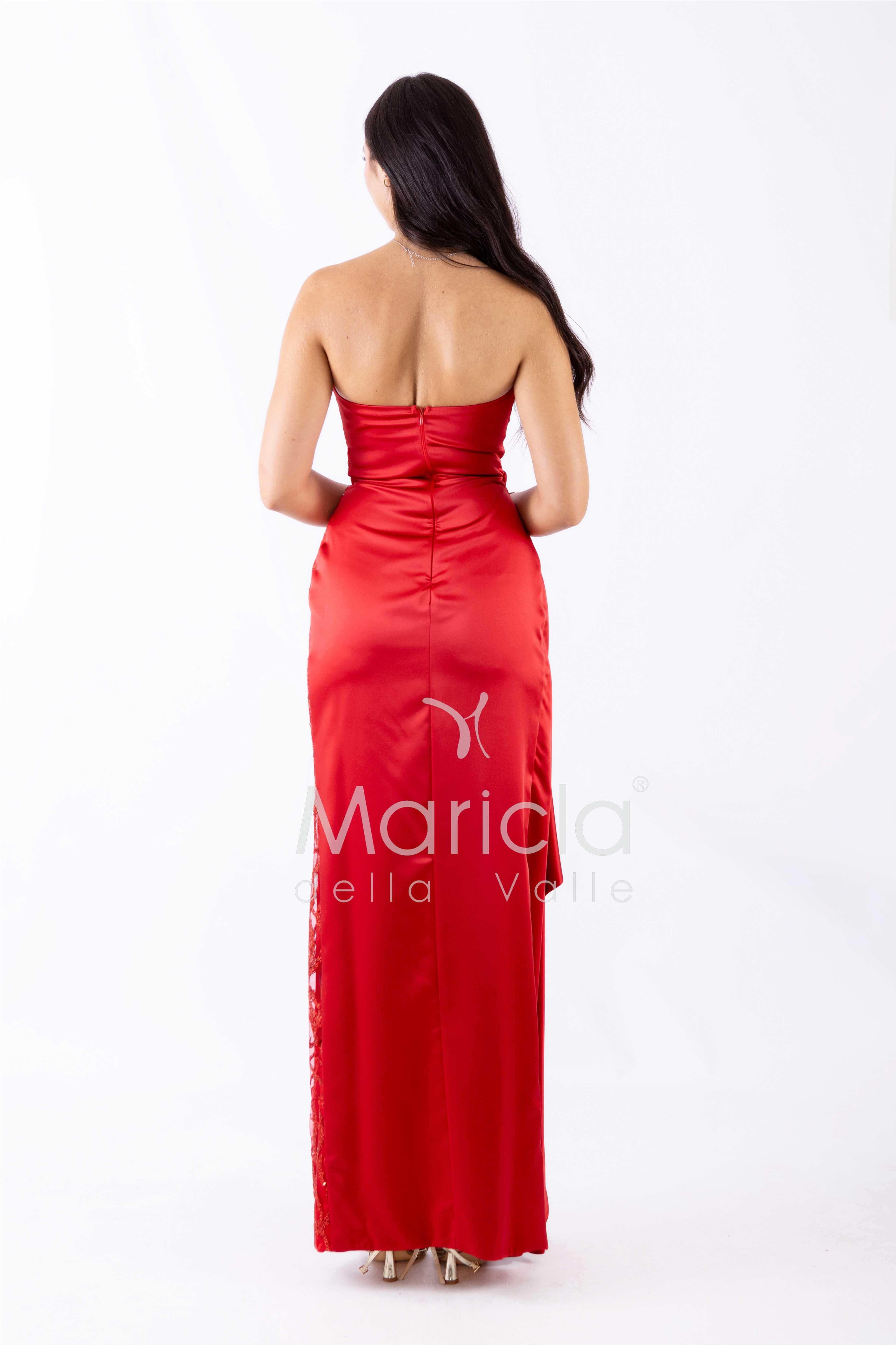 abito lungo paiette cuore HC7459 ROSSO MARICLA ELEGANCE 