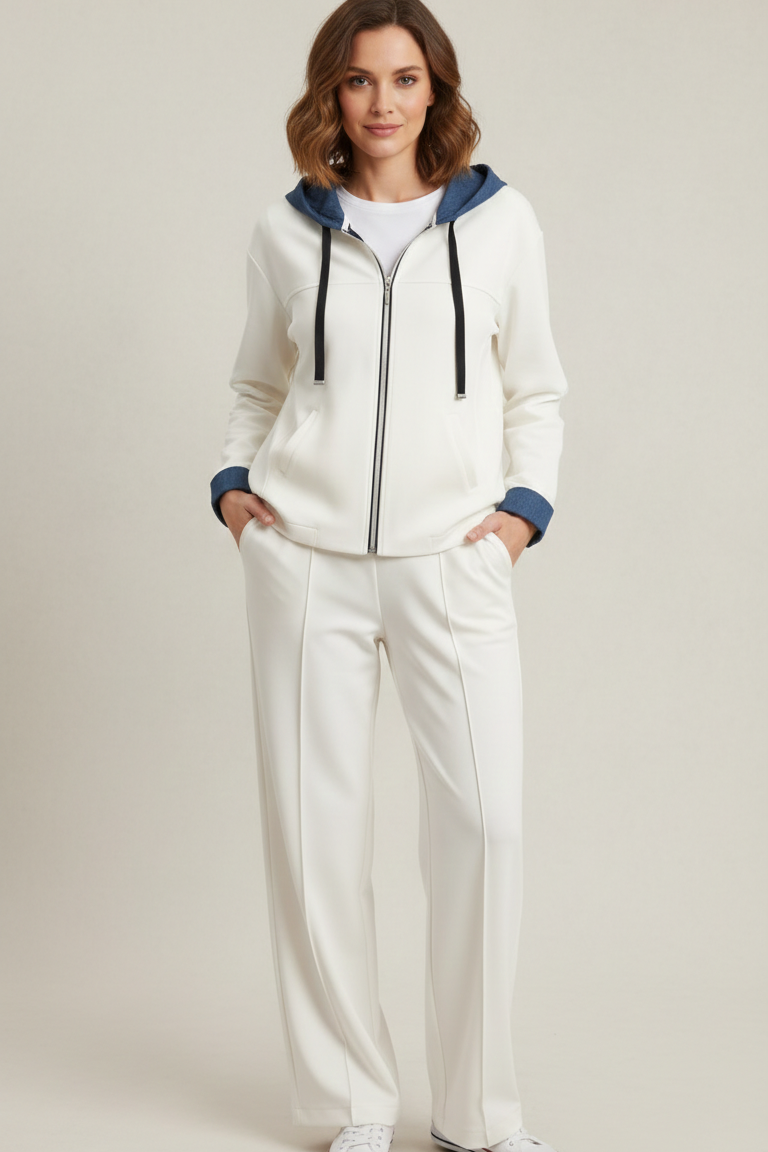 Completo Jogging Chic in Interlock  Eleganza Sportiva e Comfort Premium ANEMONE BIANCO MARICLA 