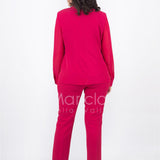 tailleur collo ricamo PF416 FUXIA PAOLA FORTI 