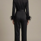tuta smoking con piume manica AD11033 NERO MARICLA 