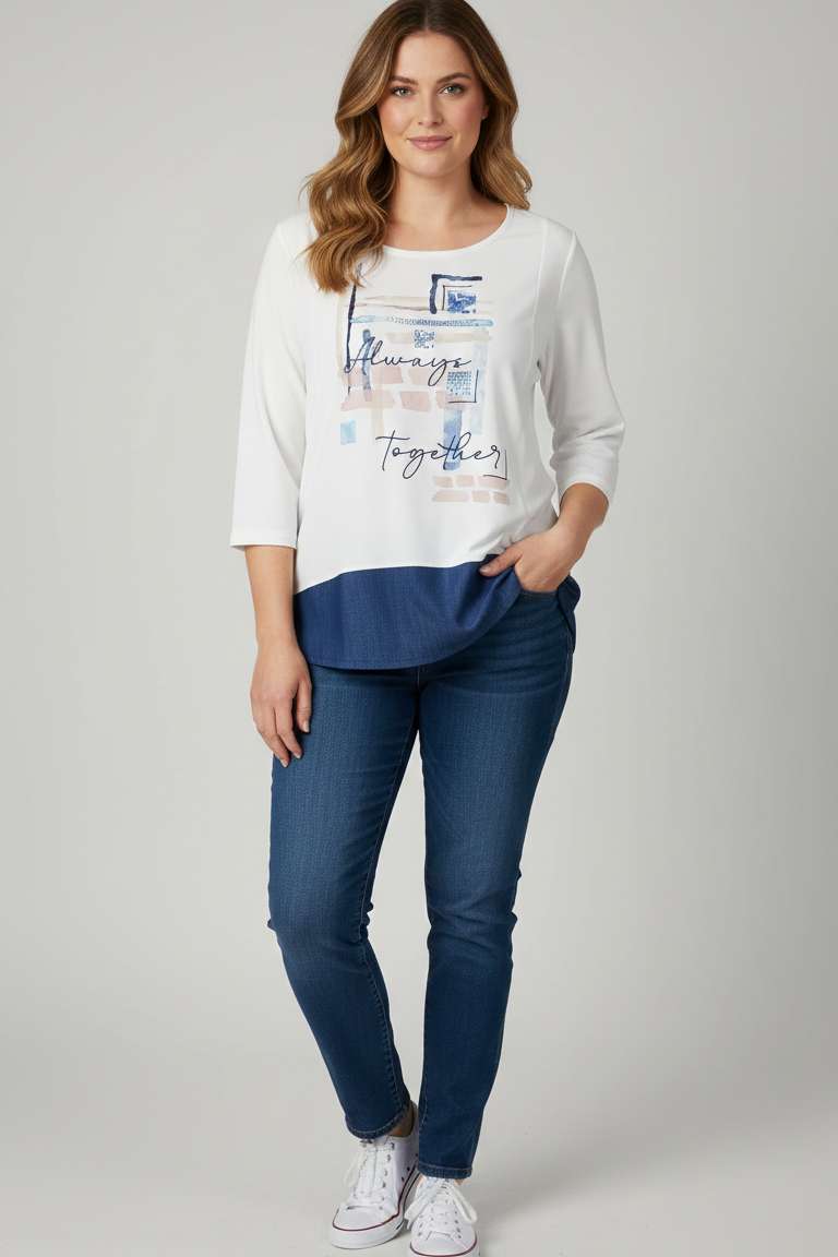 maglia stampa together GR2030 BIANCO MARICLA 