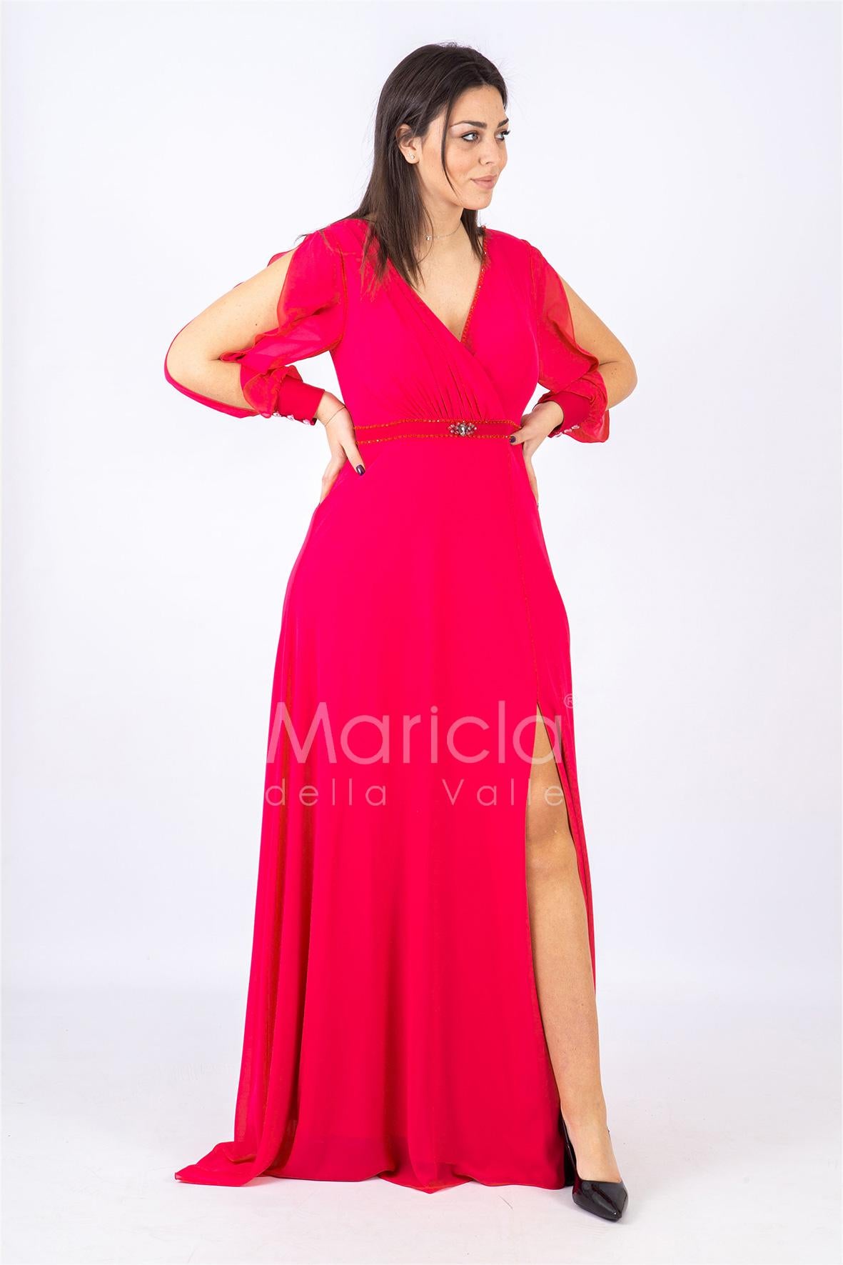 abito manica lunga PF607 FUXIA PAOLA FORTI 