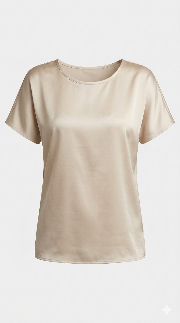 Blusa in Satin a Manica Corta tinta unita DB10886 PANNA MARICLA 