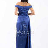 abito con strass scollo FI7443 BLU MARICLA ELEGANCE 