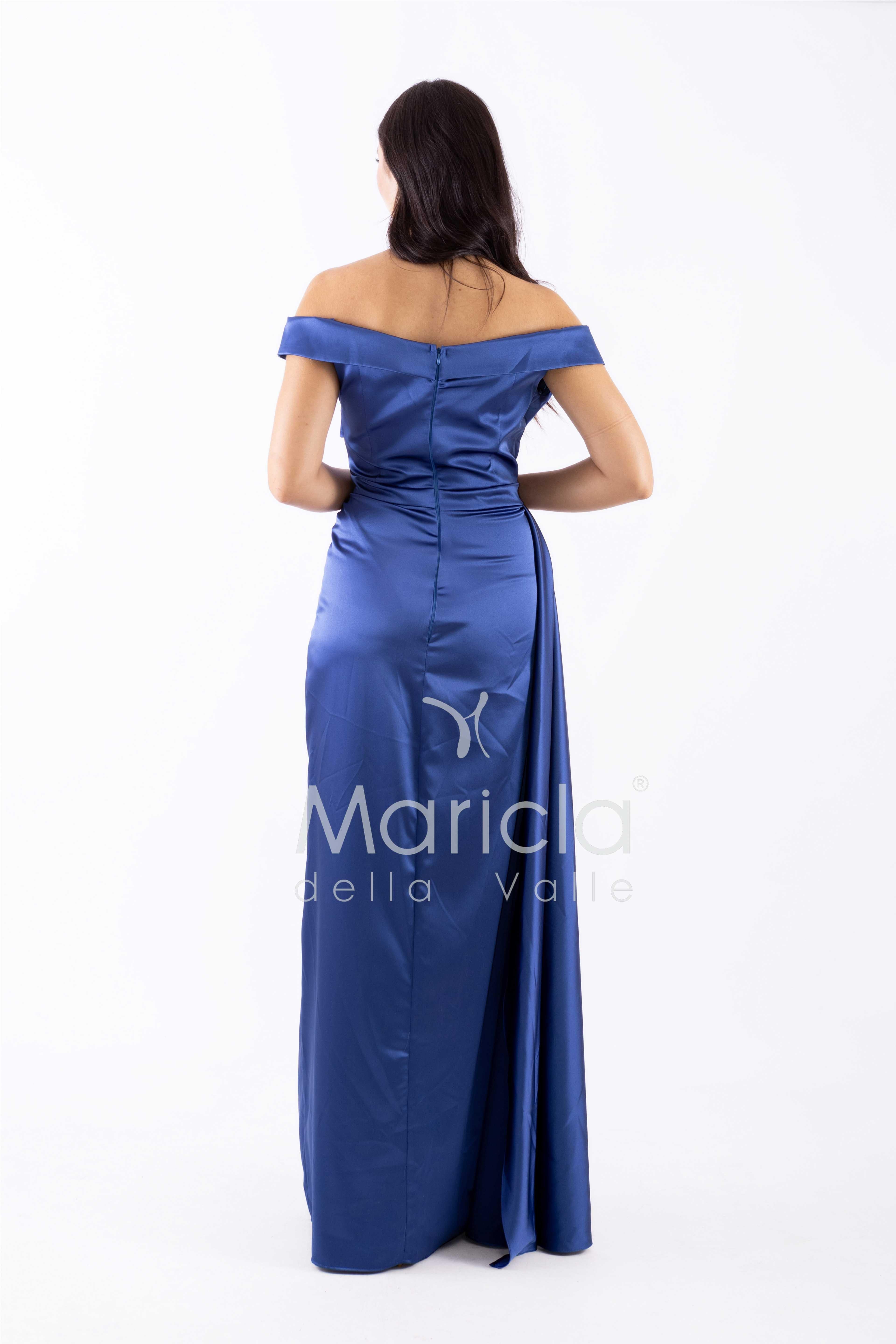 abito con strass scollo FI7443 BLU MARICLA ELEGANCE 