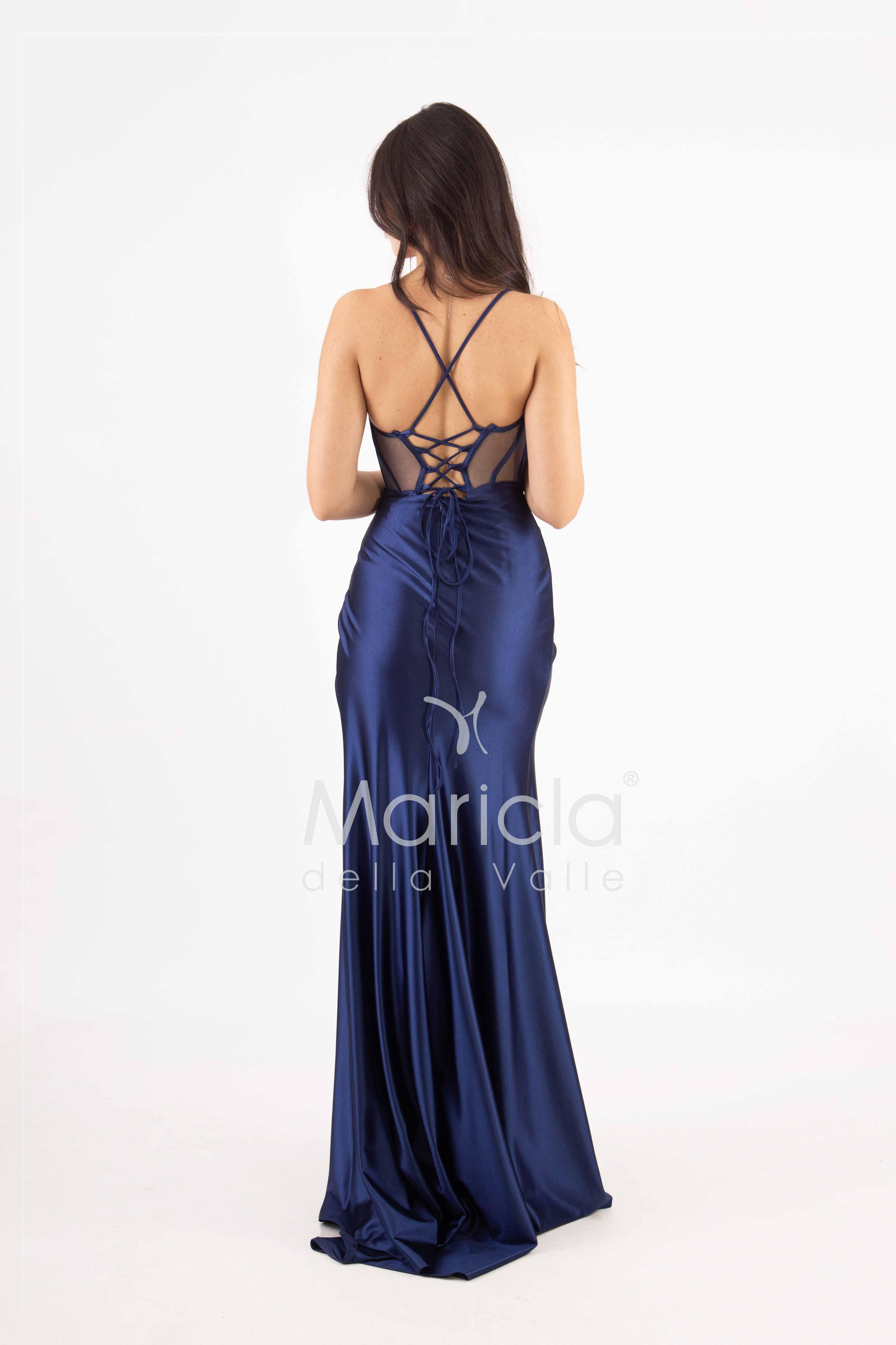 abito lungo corpetto steccato HC5108 BLU MARICLA ELEGANCE 
