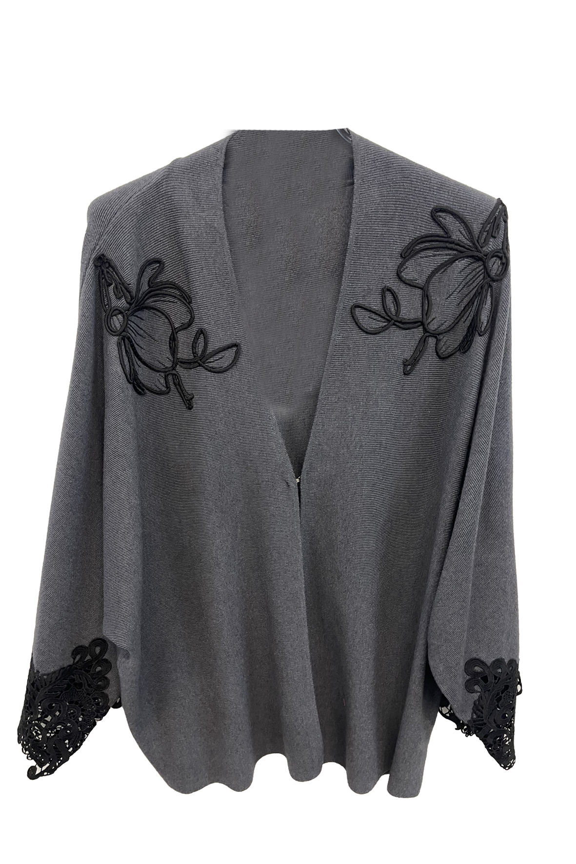 Cardigan Aperto con Ricami Floreali A26IMP01972 GRIGIO MARICLA 