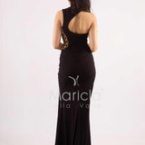 abito lungo drappeggiato catena ANT3225Y NERO ANTILLE ELEGANCE 