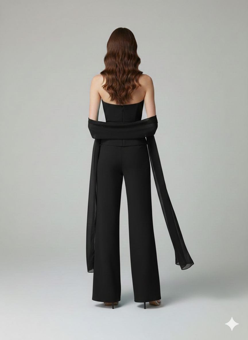 tuta con baschina asimmetrica LH105TU NERO SHARON 