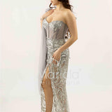abito paiette con trasparenza e culotte SH848AL ARGENTO SHARON 