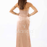 abito lungo raso drappeggio DEG55494 BRONZO MARICLA ELEGANCE 