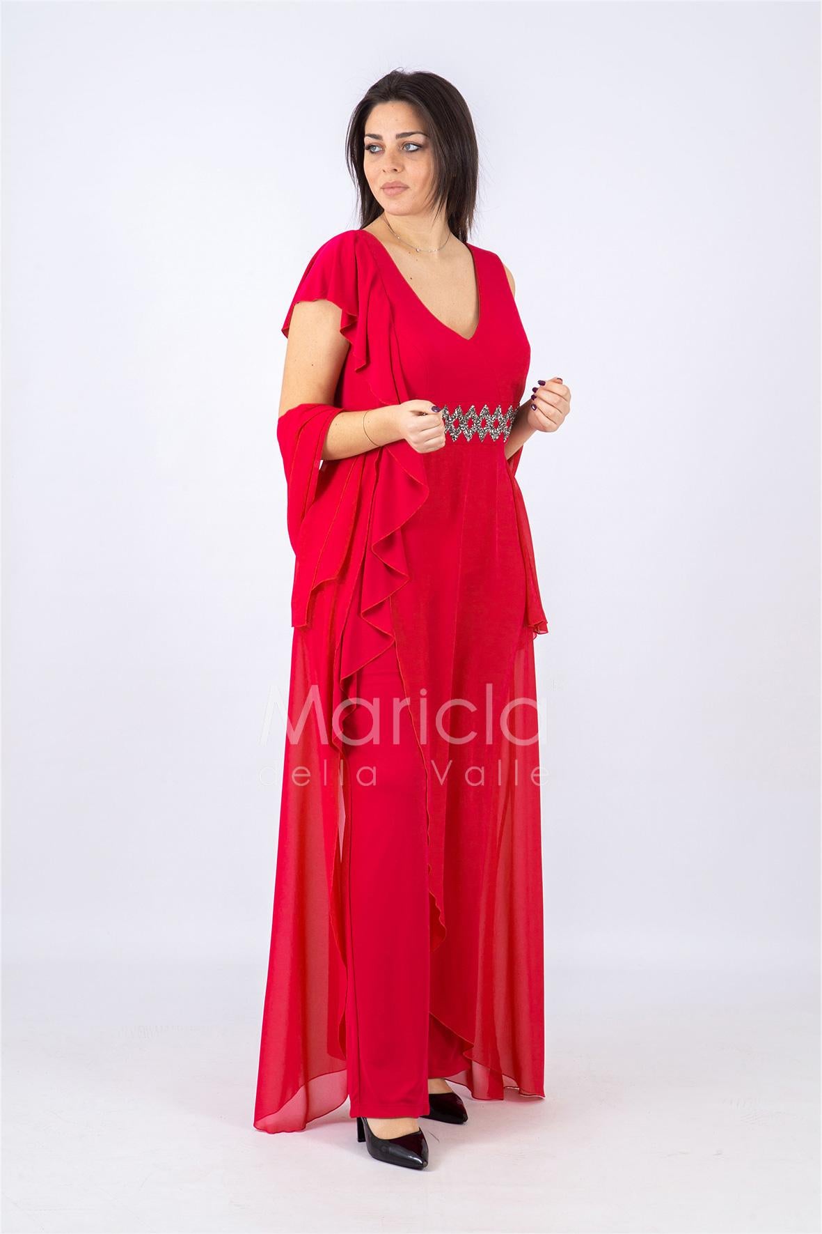 Tuta a giromaniche con rouche PF509 FUXIA PAOLA FORTI 