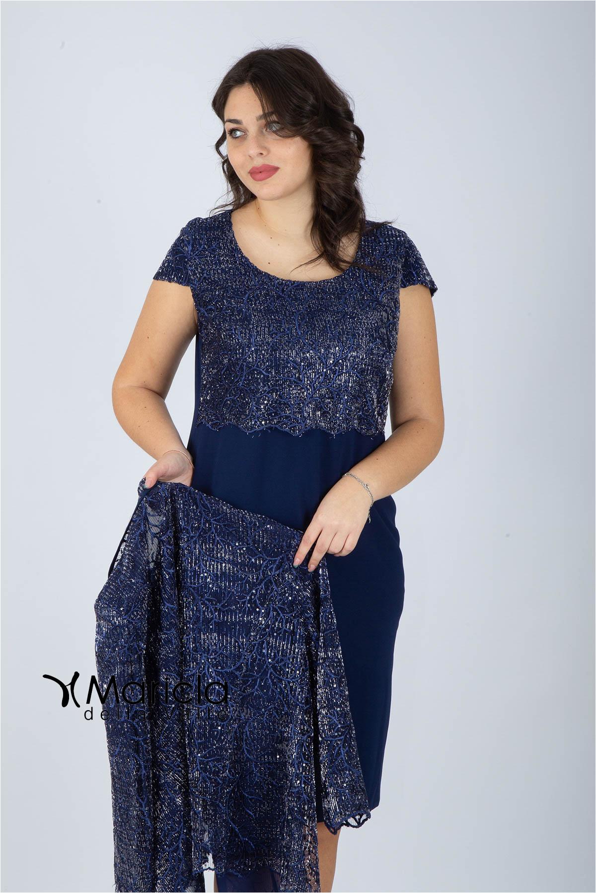 tubino con giacca floreale GU45002 BLU MARICLA ELEGANCE 