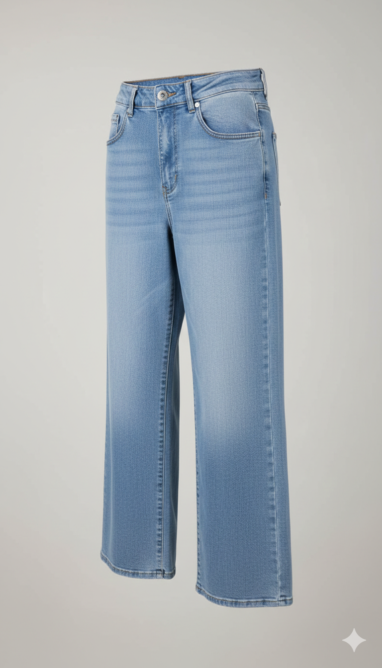 Pantalone jeans palazzo a vita alta GH6183 DENIM MARICLA 