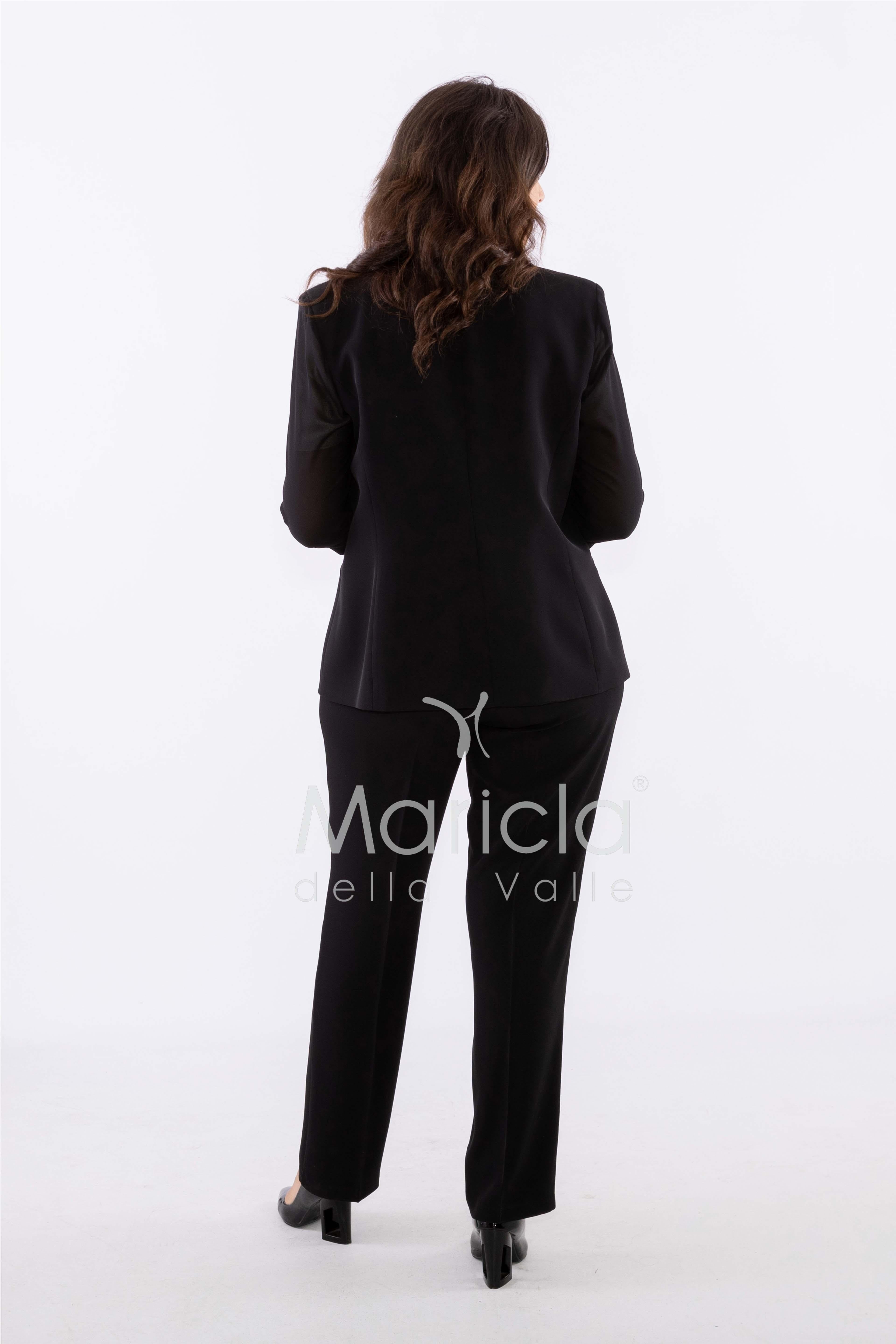 tailleur strass onda collo PF2180 NERO PAOLA FORTI 