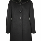 cappotto con cappuccio pelliccia ROMI2761 NERO MARICLA 