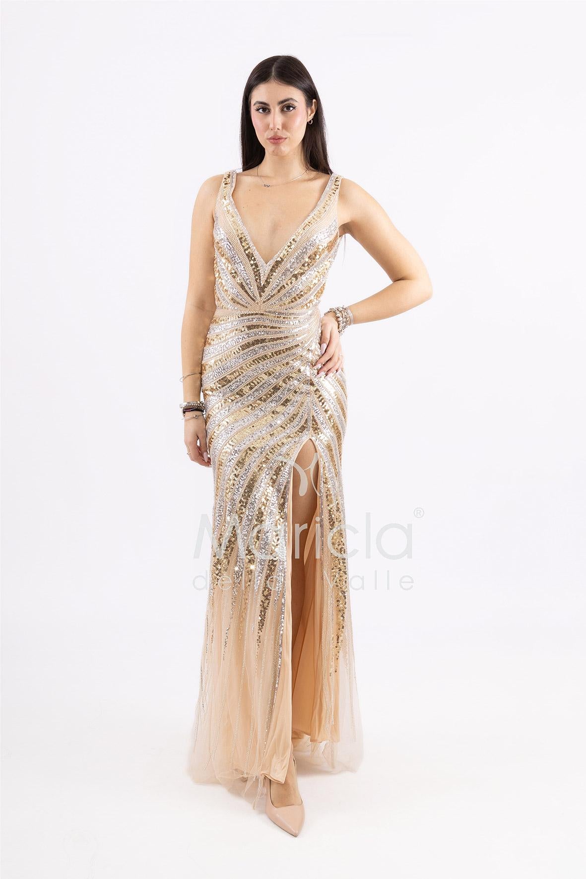 Abito a sirena in paiette FP883020 ORO MARICLA ELEGANCE 
