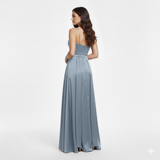 Abito lungo con spacco JC35456 INDACO MARICLA ELEGANCE 