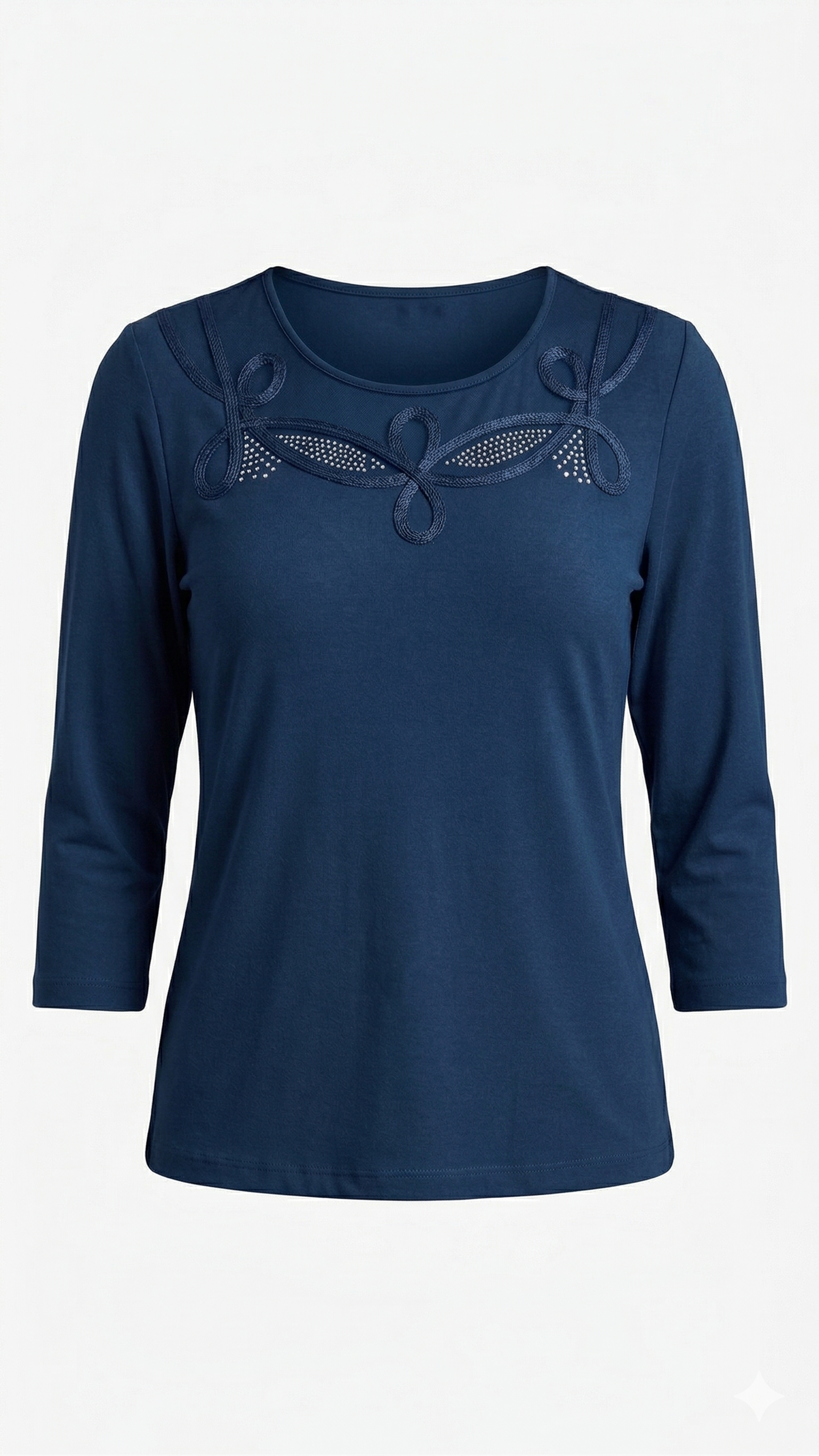 Maglia Elegante con Scollo Decorato e Dettagli Luce PER 26109 BLU MARICLA 