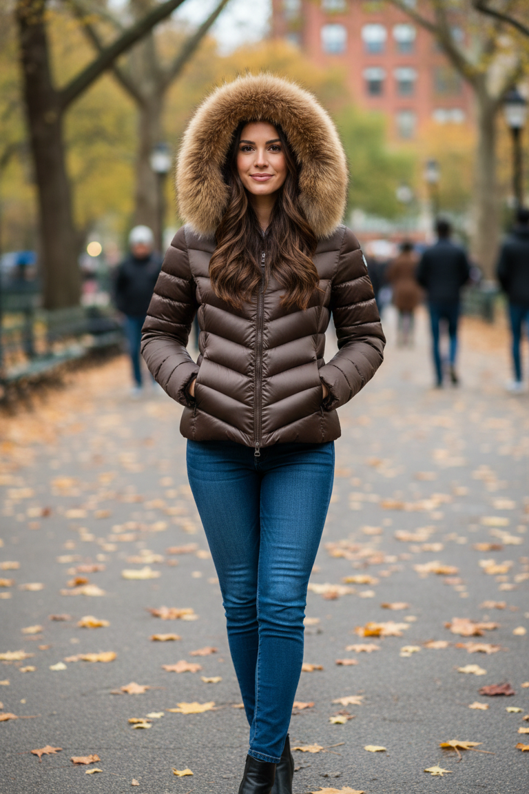 Giaccone piumino con cappuccio LIN3456 MORO LINDAS 