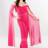tuta con strass e pietre SH600 FUCSIA SHARON 