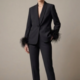 tailleur smoking con piume AD09326 NERO MARICLA 