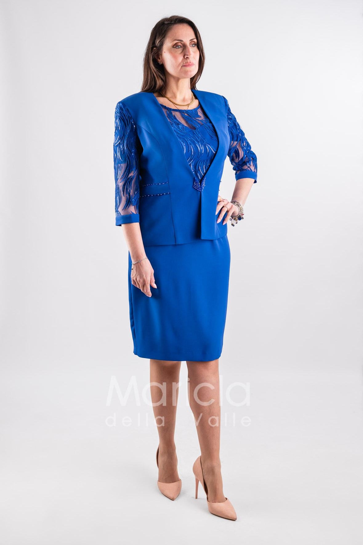 tubino con giacca ricamo PF312 ROYAL PAOLA FORTI 