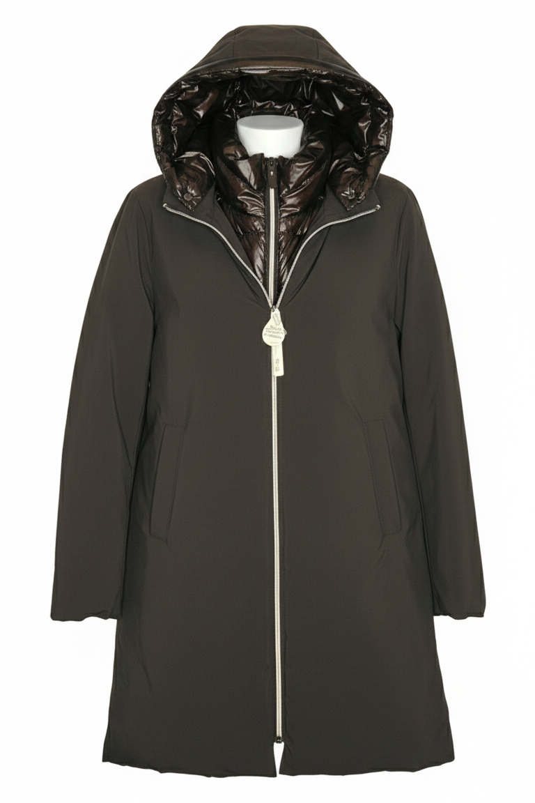 giaccone spalmato con gilet trapunta LIN3403 MORO LINDAS 