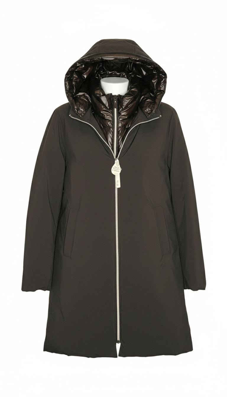 giaccone spalmato con gilet trapunta LIN3403 MORO LINDAS 