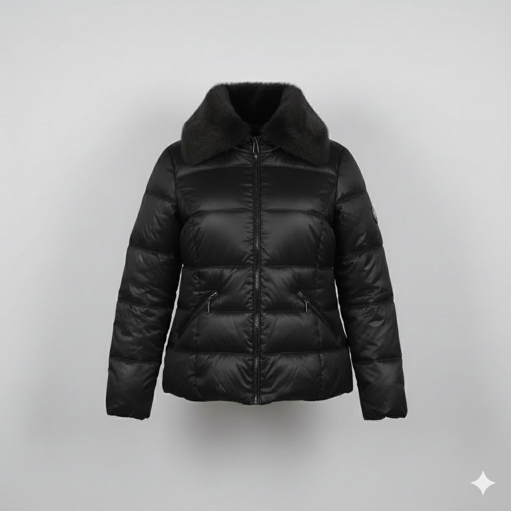 piumino medio collo pelliccia EC25251 NERO MARICLA 