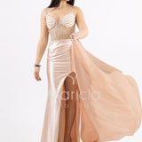 abito lungo corsetto con stecche e drappeggio FP881008 CIPRIA MARICLA ELEGANCE 