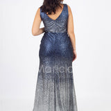 abito lungo pioggia di strass SE8390 BLU MARICLA ELEGANCE 