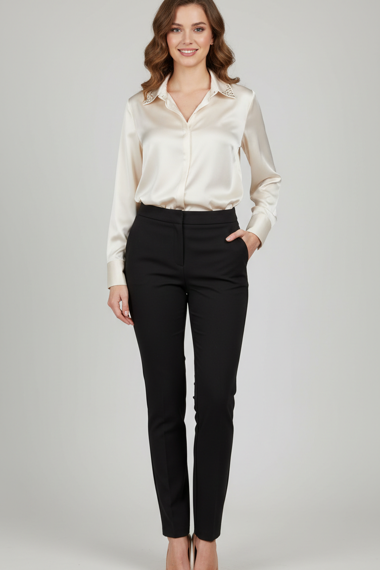 Camicia in Satin di raso luminous ROMI2752 CREMA MARICLA 